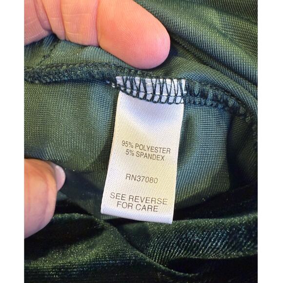 Y2K Cato 22/24W women green velvet wrap midi dress old money quiet luxury event - Picture 10 of 12